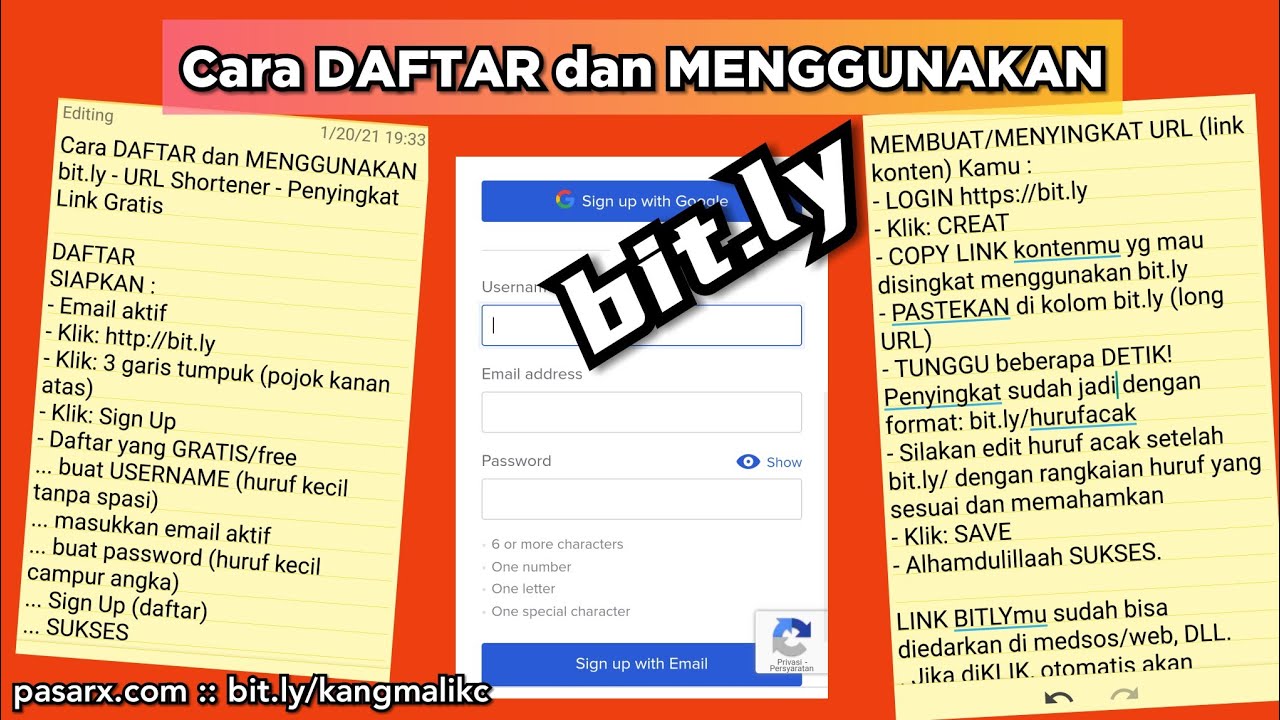 BIT LY - Cara DAFTAR dan MENGGUNAKAN atau MEMBUAT URL Shortener BITLY