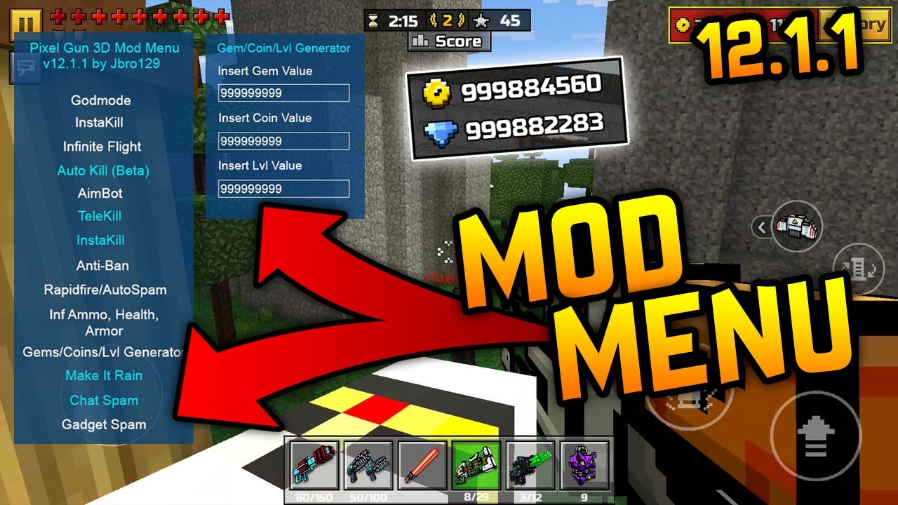 Block mods mod menu. Pixel Gun 3d мод меню. Пиксель Ган мод меню. Пиксель Ган меню. 1v1 мод меню.