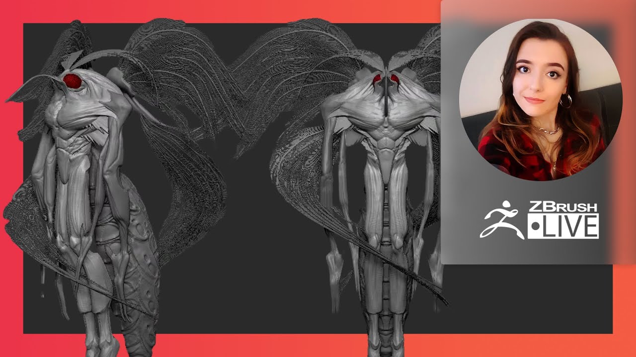 Creature & Character Concept Sculpting: Moth Man - Ashley A. Adams "A_Cubed" - ZBrush 2021.7