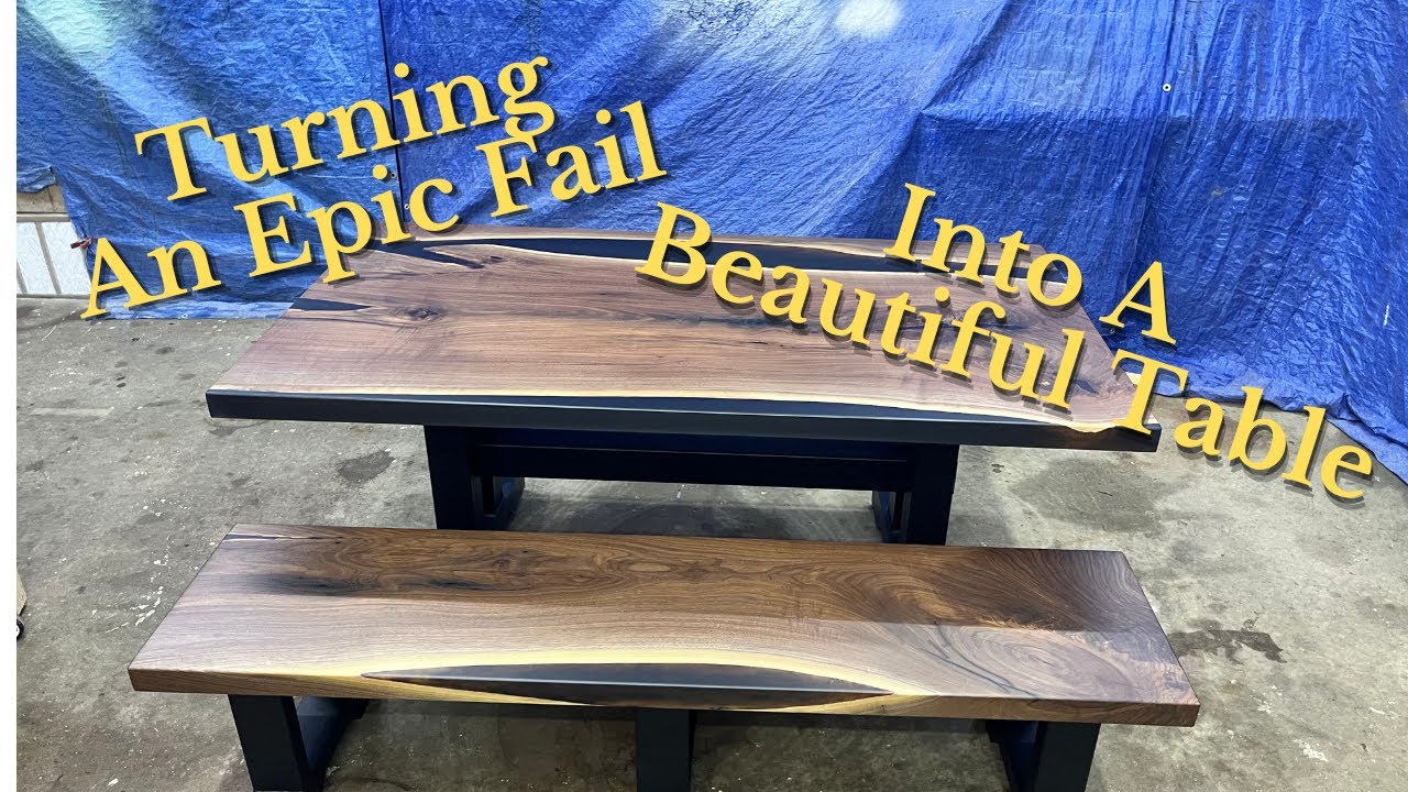 Epic Fail Becomes Art: Custom Epoxy River Table & Matching Bench with ...