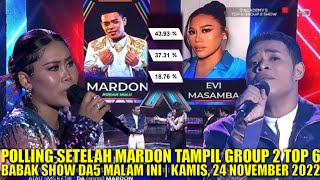 POLLING SEMENTARA DA 5 SETELAH MARDON ROKAN HULUU TAMPIL TOP 6 GROUP 2 SHOW MALAM INI