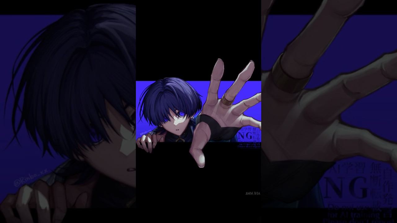 【原神_放浪者】厚塗り挑戦🌀☂️ #原神 #放浪者 #イラストメイキング