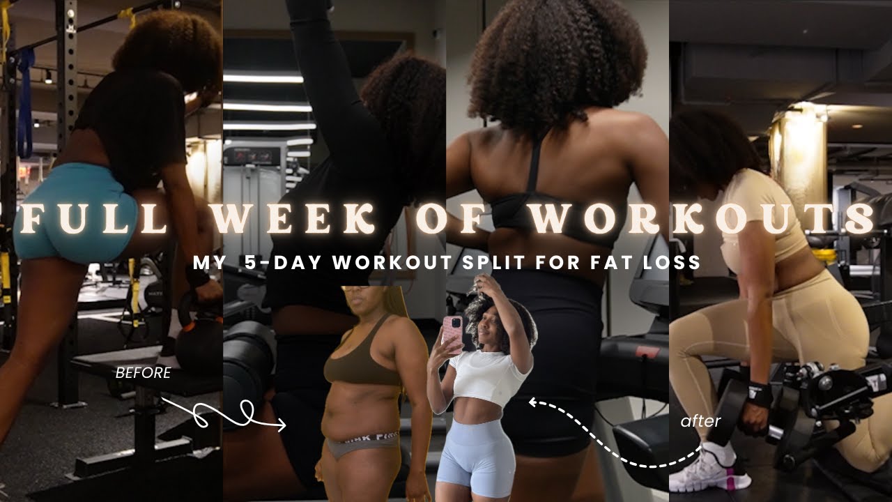 FULL WEEK OF WORKOUTS | my 5-day workout split for fat loss, glute ...