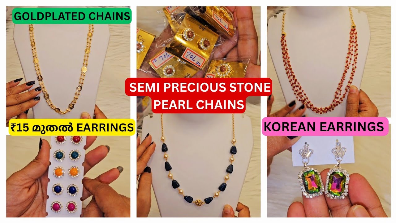 15 മുതൽ EARRINGS! SEMI PRECIOUS STONE PEARL CHAINS! KOREAN EARRINGS! GOLDPLATED CHAINS! 