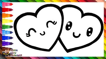 Drawing And Coloring A 2 Hearts In Love 💕🌈 Drawings For Kids