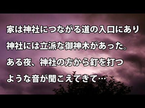 【修羅場　衝撃】家は神社につながる道の入口にあり、神社には立派な御神木があった。ある夜、神社の方から釘を打つような音が聞こえてきて…  【修羅場・衝撃体験をお送りします】