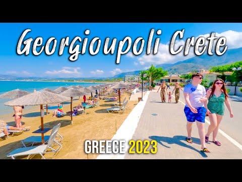 Chania Crete, Georgioupoli, walking tour 4k, Drone shots, Kreta, Greece 2023