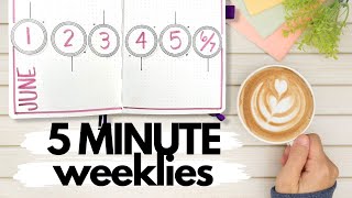 EASY 5 MINUTE WEEKLY SPREADS- Simple 5 Minute Bullet Journal Layouts for Beginners or Busy weeks