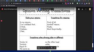 Opinion Writing Transitions