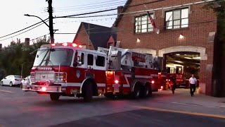 Yonkers NY Fire Department Tower Ladder 75, Battalion 2, and Engine 312 Responding from house