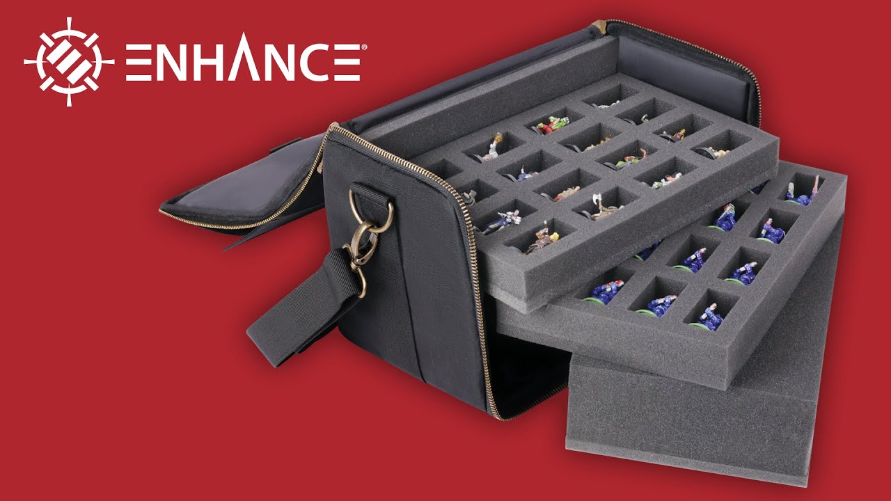 ENHANCE Satchel Figurines – Étui Transport DND, 3 Plateaux Mousse, 20-25 Mm, Résistant, Bandoulière