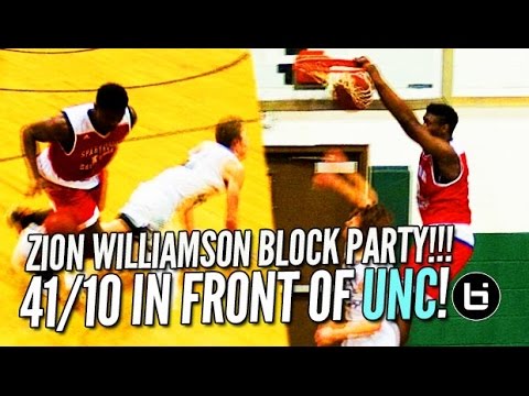 zion-williamson-goes-off-the-backboard-in-front-of-unc's-roy-williams!!!-41/10-raw-highlights!