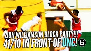 Zion Williamson Goes Off The Backboard in Front of UNC's Roy Williams!!! 41/10 Raw Highlights!