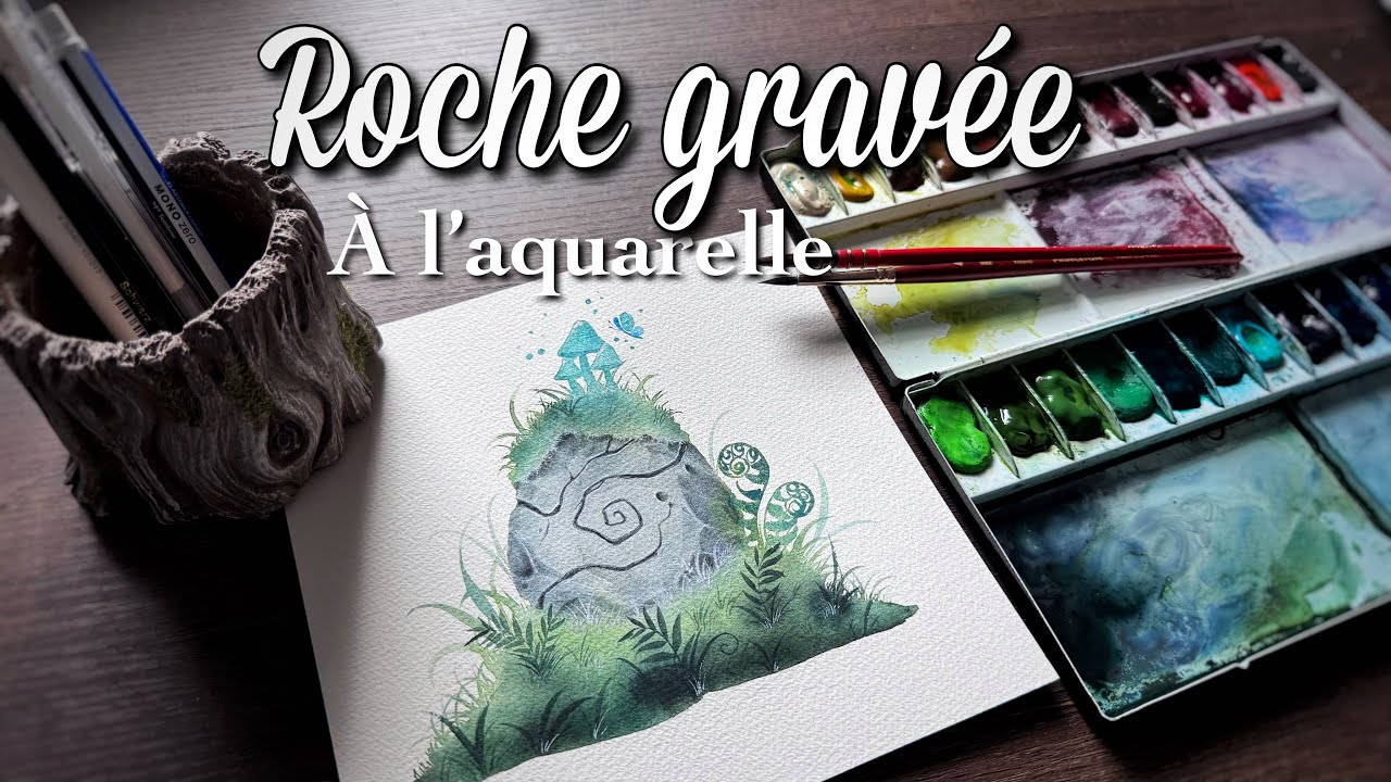 Roche gravée à l’aquarelle