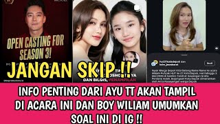 Info Penting Dari Ayu Tt Akan Tdanil Di Acara Inidan Boy Wiliam Beri Pengumumaan Soal Ini