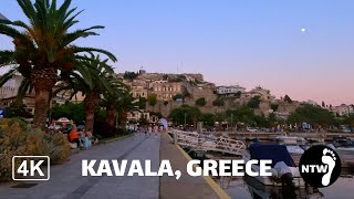 Relaxing summer evening walk in Kavala, Greece | Ambient city sounds | 4K