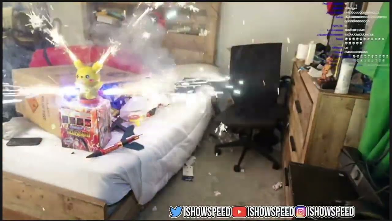 IShowSpeed sets his house on fire by lighting a firework YouTube