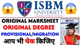 Isbm University Original Marksheet | Degree | Provisional | Migration kaisa hota hai 2026-27