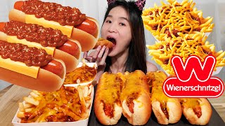 Very Cheesy Chili Cheese Dogs & Fries! Wienerschnitzel's Hot Dogs & Cheese Fries - Mukbang w/ ASMR