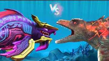 ABYSSAL SHARK VS DINO SHARK! Hungry Shark World VS Double Head Shark Attack