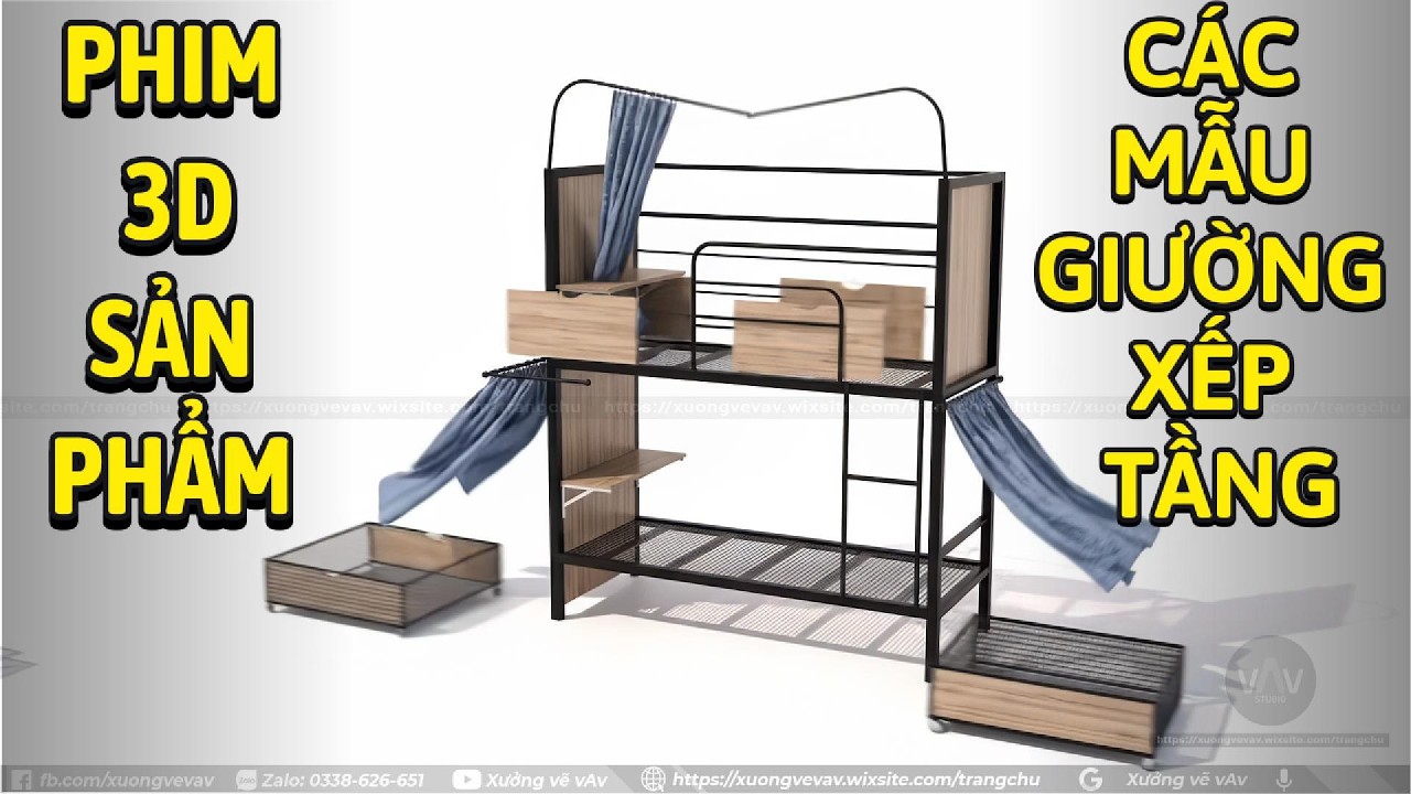✅ LÀM PHIM 3D SẢN PHẨM GIƯỜNG SẮT TẦNG CHO KÝ TÚC XÁ [4K] | Xưởng vẽ VAV