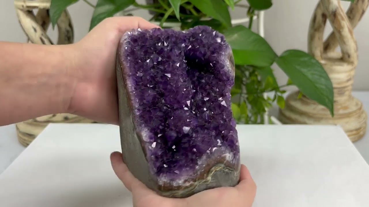 Natural Purple Amethyst Gemstone Crystal Geode Specimen