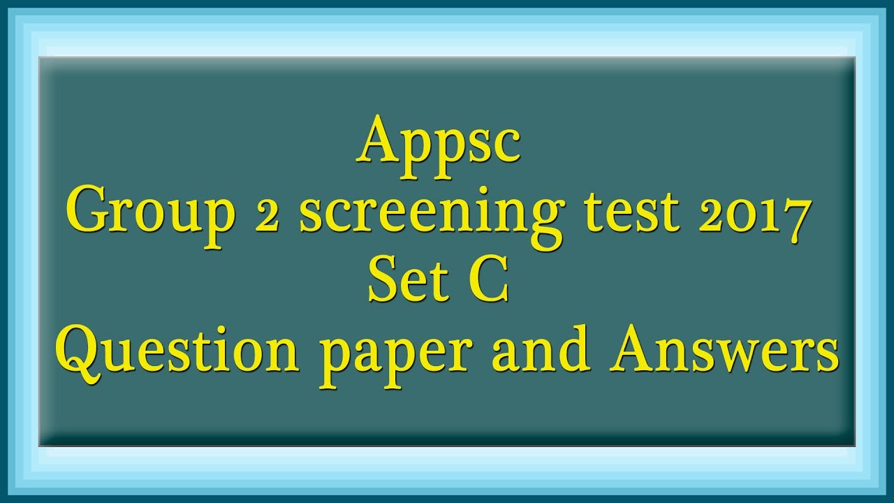 Appsc Group 2 screening test 2017 Set C || Question Paper and Answers