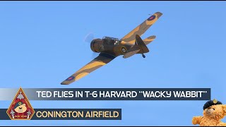 TED FLIES IN T6 HARVARD "WACKY WABBIT" IMPRESSIVE TAKEOFF & VICTORY ROLL • EGSF CONINGTON AIRFIELD