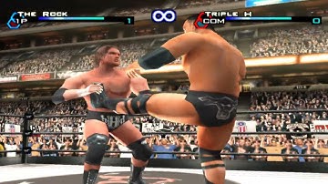 PCSX2 PS2 EMULATOR WWF SMACKDOWN JUST BRING IT THE ROCK VS TRIPLE H I QUIT MATCH GAMEPLAY