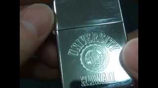 ZIPPO ジッポ ライター 1989年製 「UNIVERSITY HAWAI」 彫込みデザイン ハイポリッシュクローム
