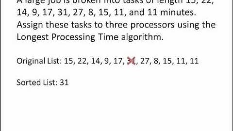 Math for Liberal Studies: Longest Processing Time Algorithm