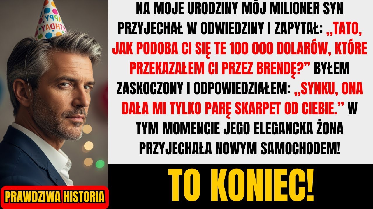 Na stole w kuchni leżała koperta ze stemplem z Kalifornii. Syn zadzwonił rano i powiedział tylko: „Tato, sprawdź pocztę, to coś dla ciebie”. W środku znalazłem czek na 100 000 dolarów. Urodziny,...