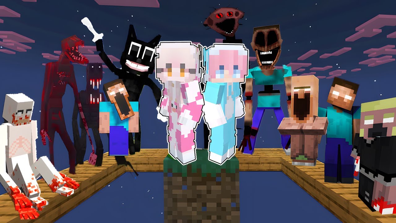 MOMON & ATUN BERTAHAN SELAMA 100 HARI di ONE BLOCK... TAPI PENUH MONSTER YANG MUNCUL MALAM HARI