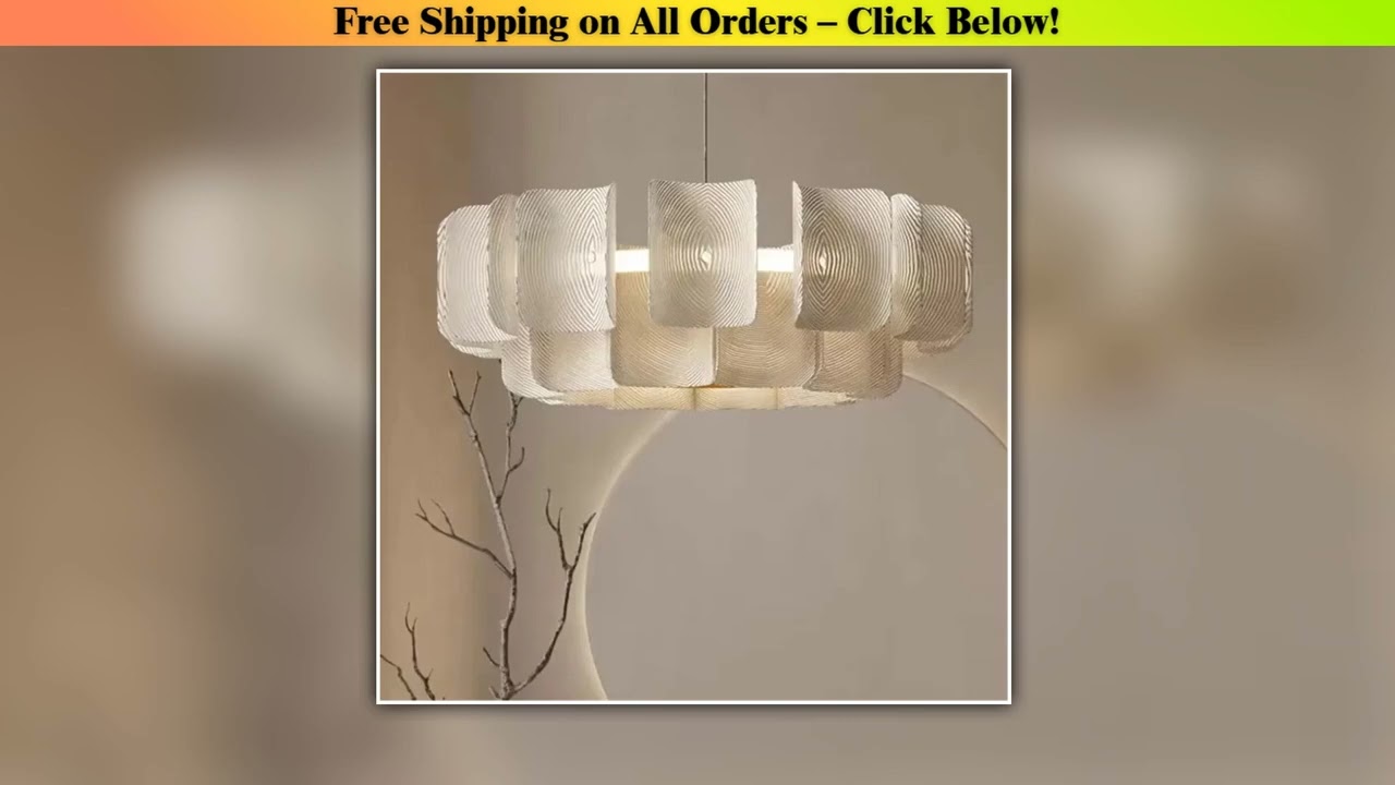 White Large Chandelier Minimalist Wabi Sabi Acrylic Lamp Dining Living Room Hotel Lobby Hanging