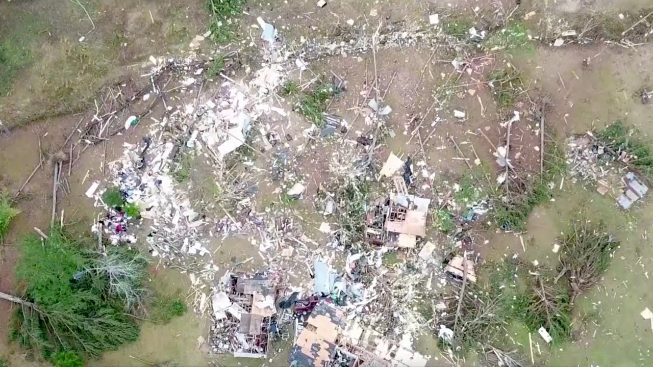 Drone footage shows Alabama tornado damage in U.S. - YouTube