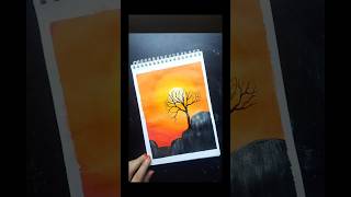 "Easy sunset scenery "🌞 Subscribe for more vedio.. #art #acrylicscenery #shortvideo #viralshort