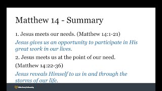 BSF YA BLR - Matthew 14 - Lesson 15