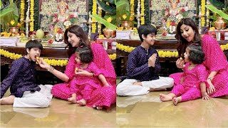 Shilpa Shetty Celebrating Ganesh Chaturthi 2021 With Daughter Samisha & Son Viaan Witout Raj Kundra