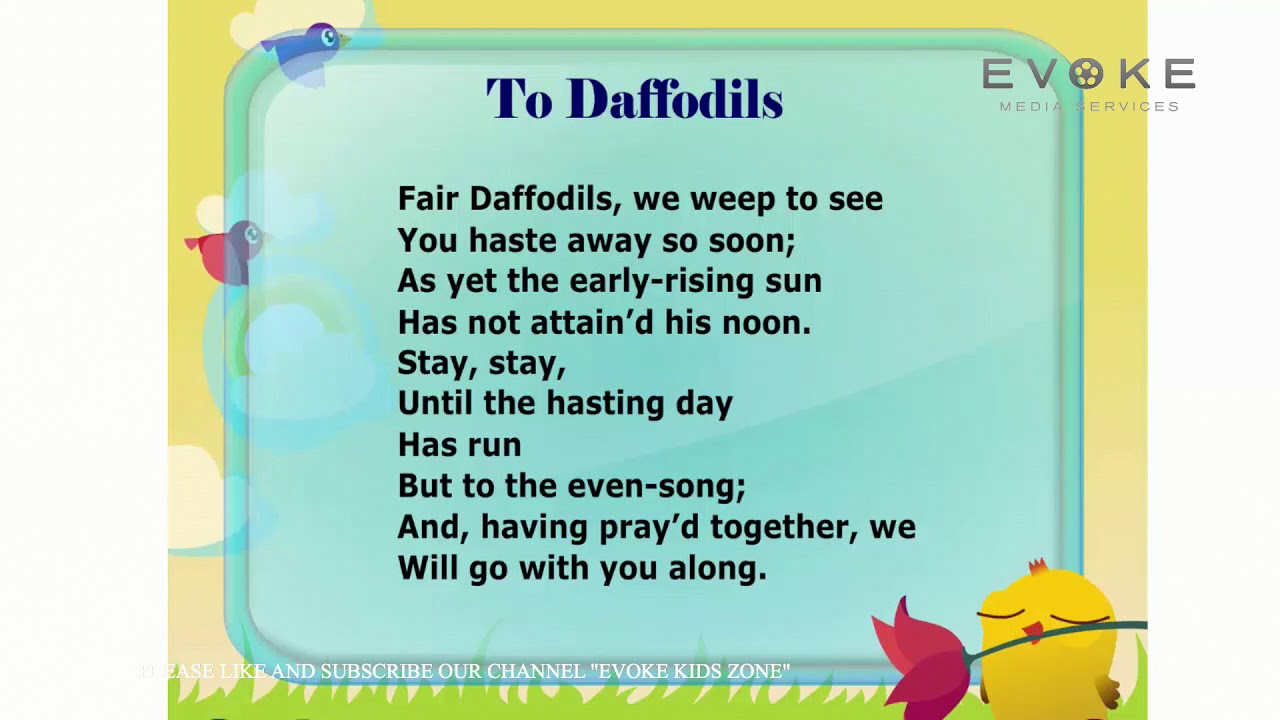 To Daffodils English Poem YouTube
