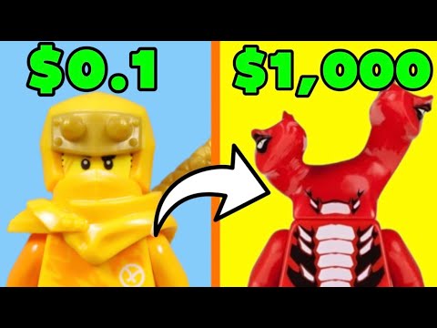 YouTube thumbnail: $1 Vs $1000 Ninjago Minifigures