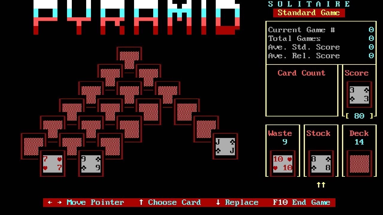 Pyramid Solitaire v3.01 (Dos game 1991)