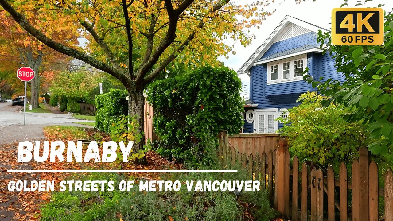 Autumn Walk in Burnaby Heights 🍁 | Colorful Cambridge Street | Vancouver Area in 4K 