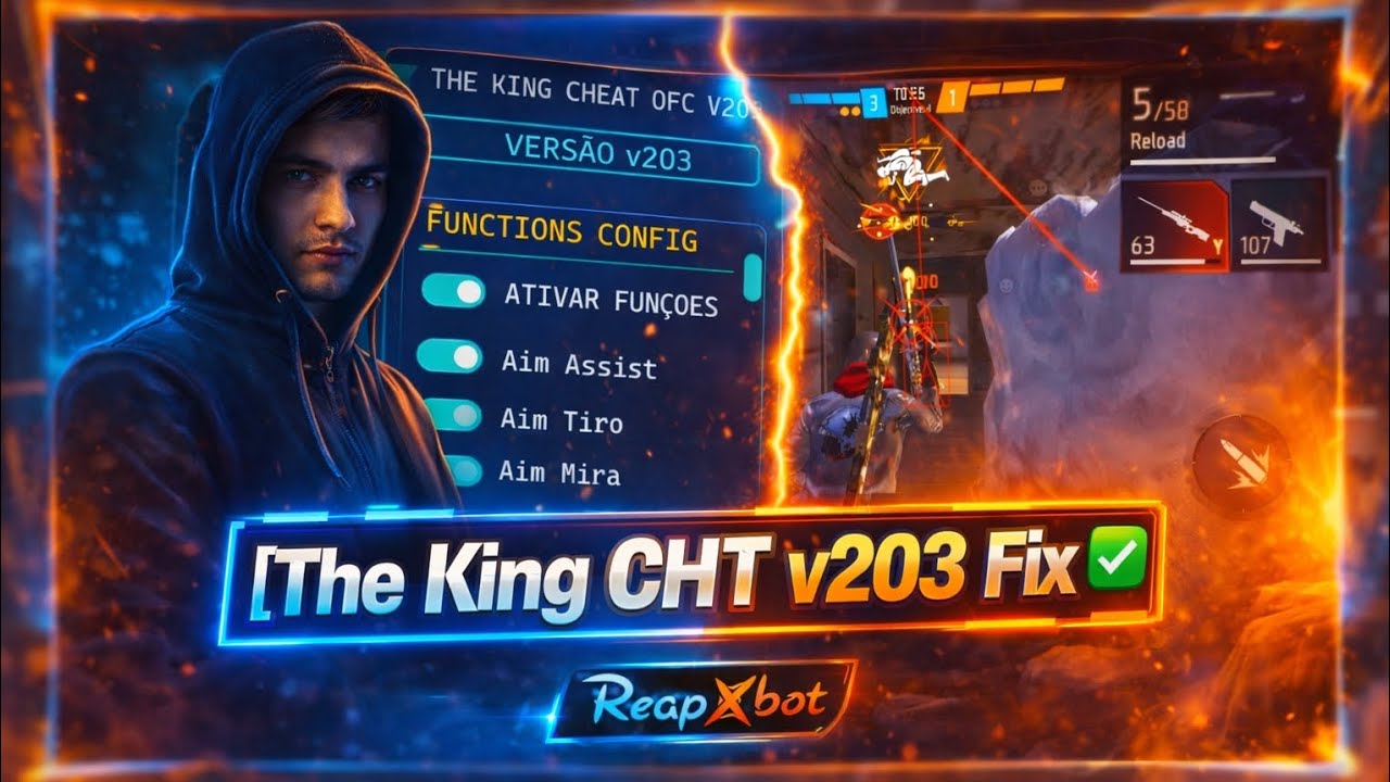 the king cheat v203 | free fire mod menu | free fire hack | the king cheat I'd ban problem | key