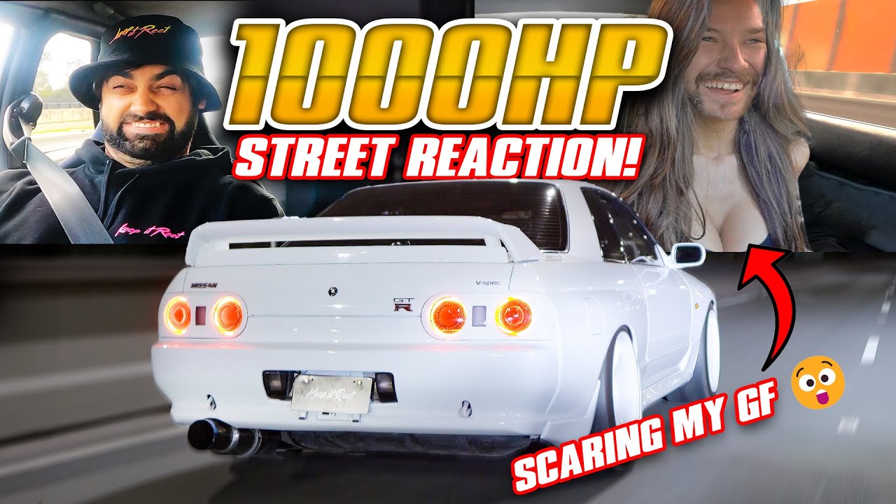 Scary 1000hp Street R32 GTR Test Drive, Cute Girlfriends First Reaction | T51r Mod Pure Sound