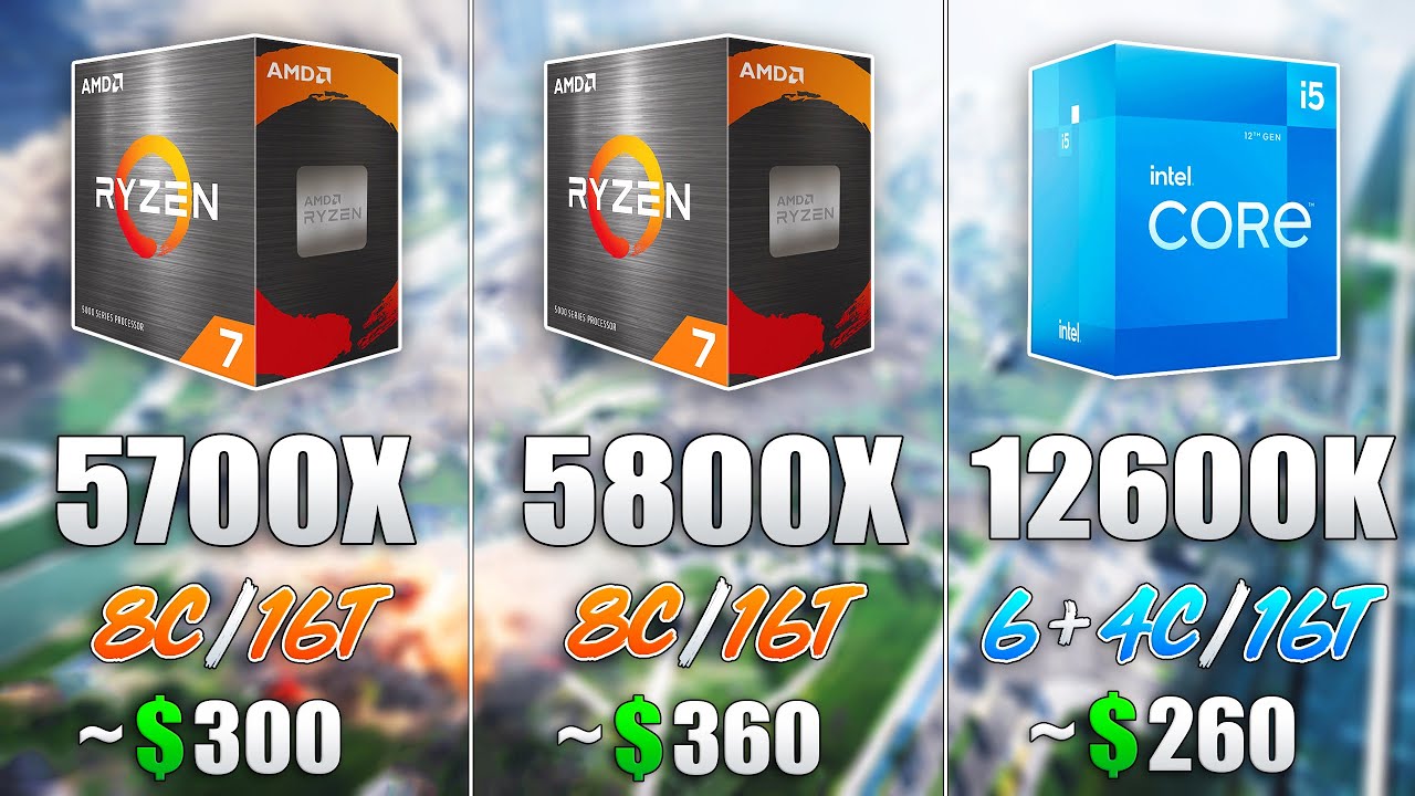 Ryzen 7 5700X vs Ryzen 7 5800X vs Core i5 12600K - Test 8 Games 