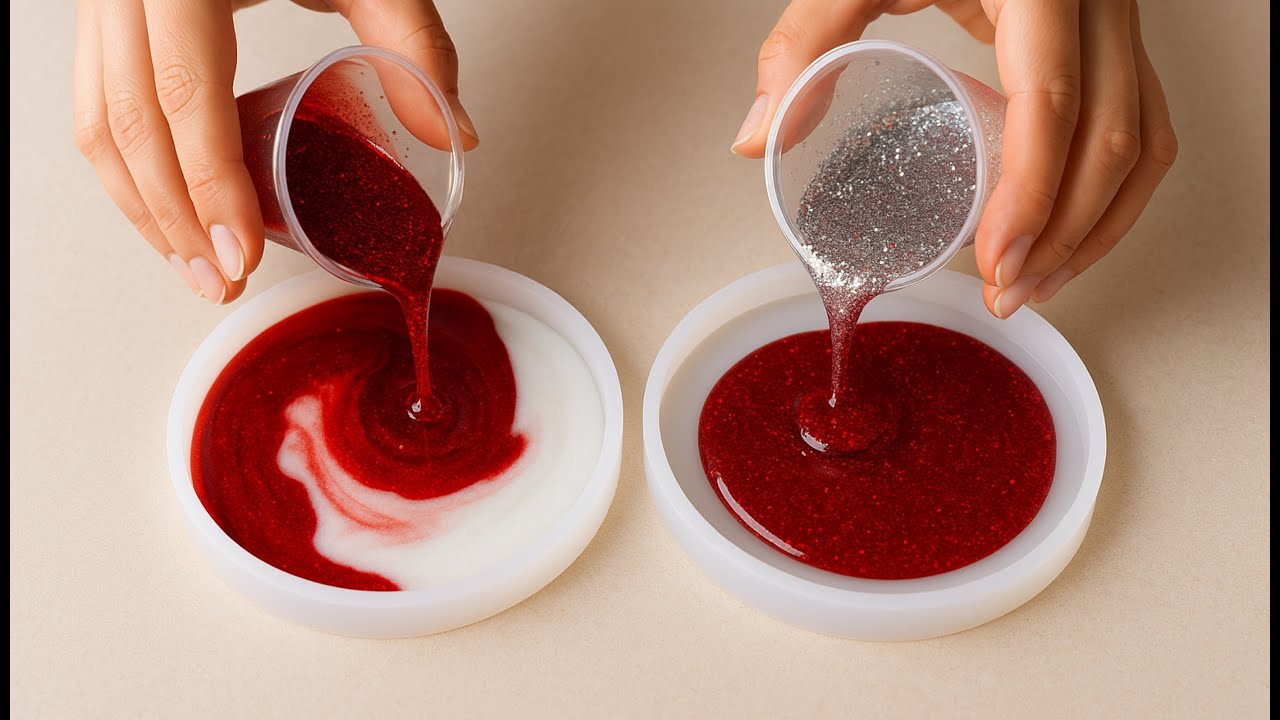 Mixing Food Coloring in Resin?! | DIY Glitter Epoxy Coasters