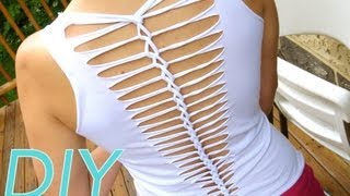 DIY Camisetas Customizadas  Cortada e Trabalhada nas Costas  DIY Tshirt  Como Fazer