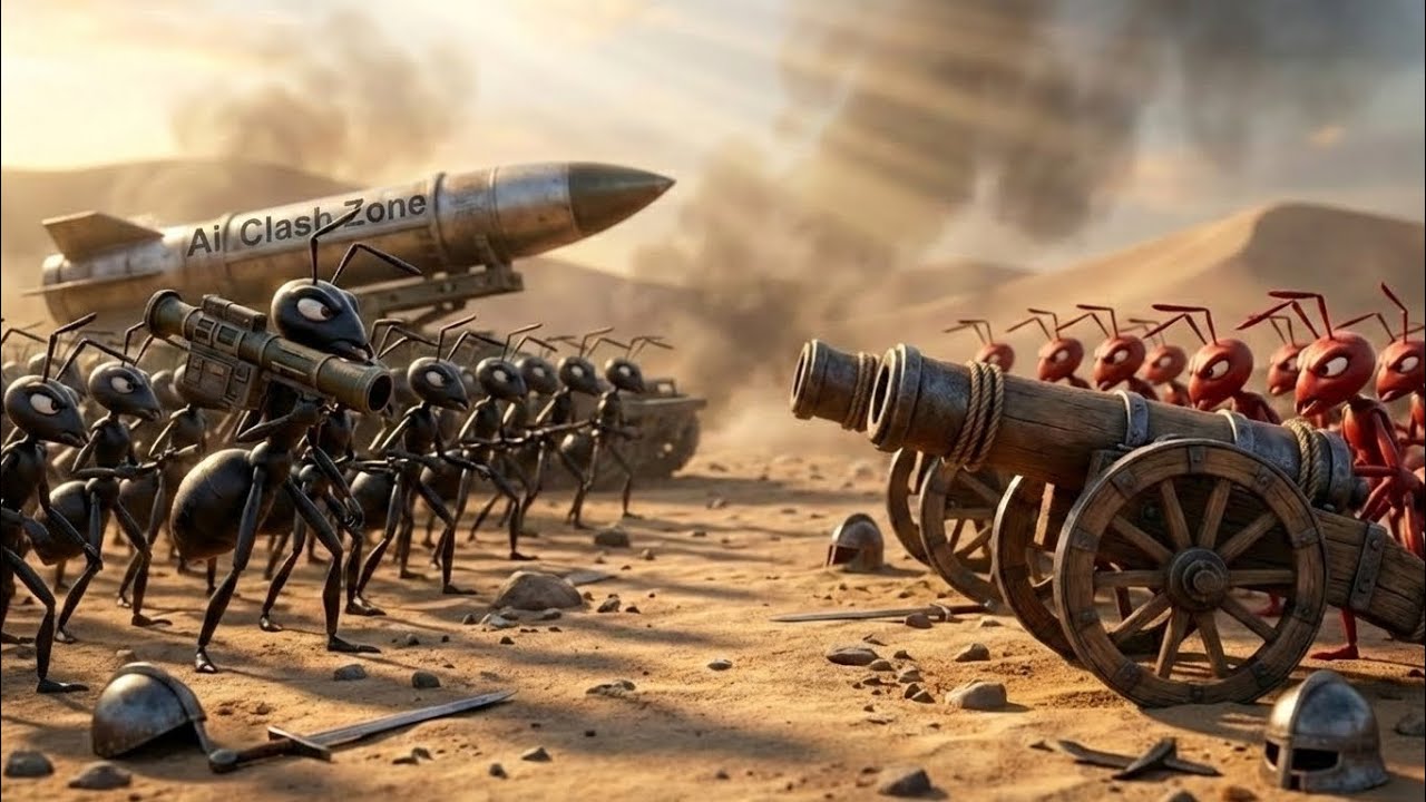 Red Ants vs Black Ants | Ai Clash Zone Missile War in Desert Battlefield (Epic Animated Showdown)