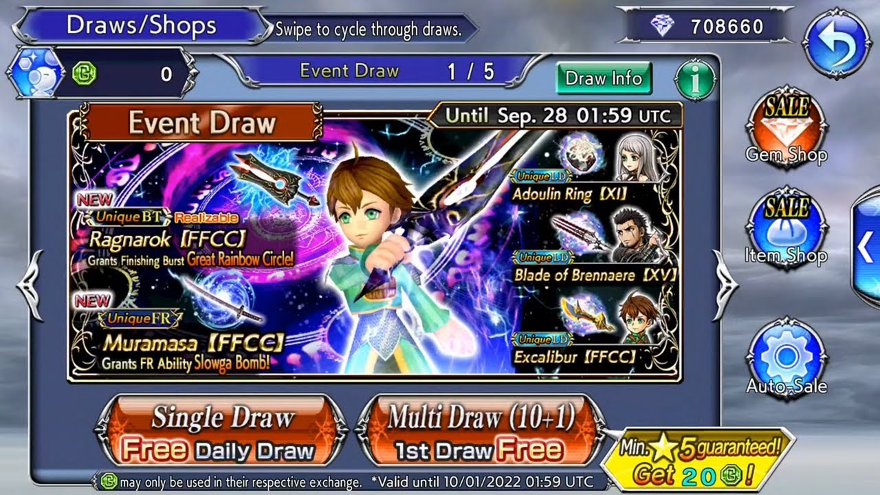 Ticket Pulls for Arciela LD and Yuri LD & FR & BT - Dissidia Final Fantasy Opera Omnia