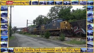 CSX I135 Double Stack Intermodal with Mid-DPU Again - YouTube Recording HD